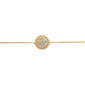BRACELET PLAQUÉ OR CERCLE BOULES PAVÉ OXYDES BLANCS 15+5+2.5CM