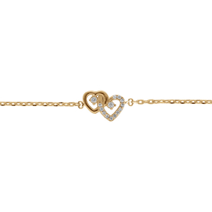 BRACELET PLAQUÉ OR COEURS ENTRELACÉS OXYDES BLANCS 15.5+2.5CM