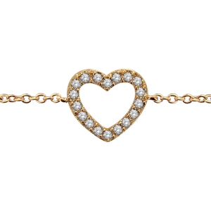 BRACELET PLAQUÉ OR COEUR AJOURE PIERRES SYNTHETIQUE BLANCHES 15,5+1,5CM