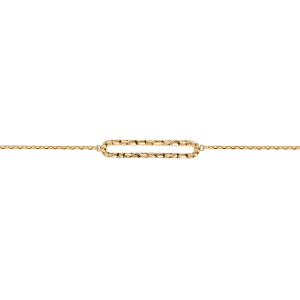 BRACELET PLAQUÉ OR RECTANGLE AJOURÉ MARTELÉ 16+3CM