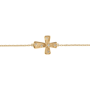 BRACELET PLAQUÉ OR CROIX OXYDES BLANCS  18CM