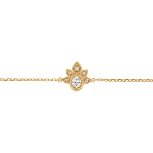 BRACELET PLAQUÉ OR GOUTTES OXYDES BLANCS  18CM