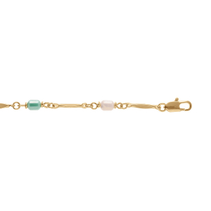 BRACELET PLAQUÉ OR 4 PIERRES CYLINDRES BLANC VERT ROSE BLEU   16+3CM