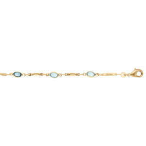 BRACELET PLAQUÉ OR TUTTI FRUTTI NAVETTES OXYDES DEGRADÉ DE BLEU ET BAGUETTES  16+3CM