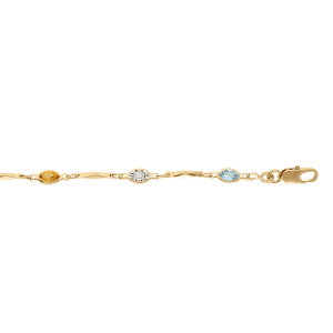 BRACELET PLAQUÉ OR TUTTI FRUTTI NAVETTES OXYDES MULTI COULEURS ET BAGUETTES  16+3CM