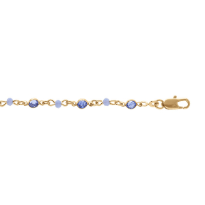 BRACELET PLAQUÉ OR TUTTI FRUTTI RÉSINE ET OXYDE BLEU  16+3CM
