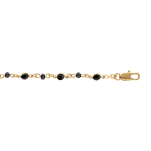 BRACELET PLAQUÉ OR TUTTI FRUTTI BOULES FACETÉES NOIRES ET NAVETTES OXYDES NOIRS 16+3CM