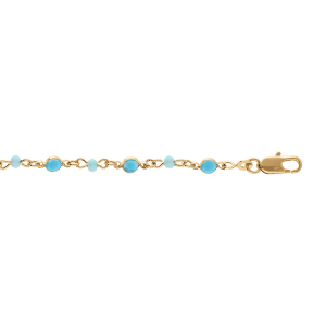 BRACELET PLAQUÉ OR TUTTI FRUTTI BOULES FACETÉES ET NAVETTES BLEU CIEL  16+3CM