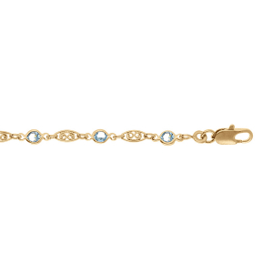 BRACELET PLAQUÉ OR TUTTI FRUTTI MOTIF FILIGRANE ET OXYDE BLEU CIEL  16+3CM
