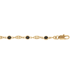 BRACELET PLAQUÉ OR TUTTI FRUTTI MOTIF FILIGRANE ET OXYDES NOIRS  16+3CM