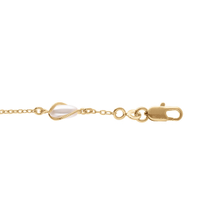 BRACELET PLAQUÉ OR PERLE BLANCHE IMITATION CAGE  16+3CM