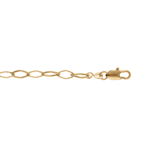 BRACELET PLAQUÉ OR MAILLES LOSANGES CISELÉES  16+3CM