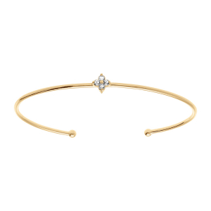 BRACELET PLAQUÉ OR JONC OUVERT FLEUR OXYDES BLANC