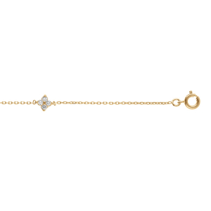 BRACELET PLAQUÉ OR FLEUR OXYDES BLANC 16+2CM