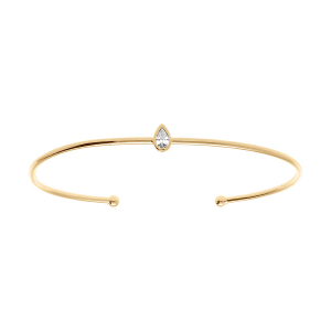 BRACELET PLAQUÉ OR JONC OUVERT GOUTTE OXYDE BLANC SERTI CLOS