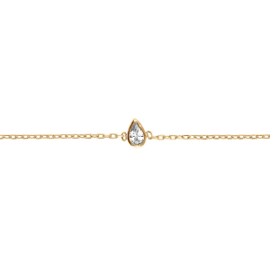 BRACELET PLAQUÉ OR GOUTTE OXYDE BLANC SERTI CLOS 16+2CM