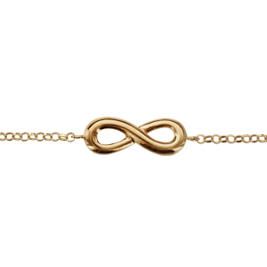 BRACELET PLAQUÉ OR FORME HUIT (INFINI) LISSEE 16+ 2CM