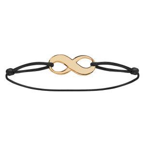 BRACELET PLAQUÉ OR CORDON COULISSANT NOIR MOTIF INFINI