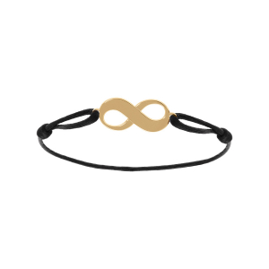 BRACELET PLAQUÉ OR CORDON COULISSANT NOIR MOTIF INFINI
