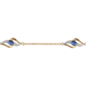BRACELET PLAQUÉ OR 3 MOTIFS  PIERRES BLEUES SYNTHETIQUE 16+3CM