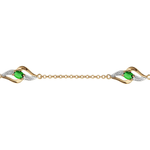 BRACELET PLAQUÉ OR 3 MOTIFS  PIERRES VERTES SYNTHETIQUE 16+3CM