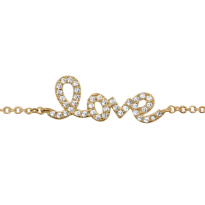 BRACELET PLAQUÉ OR LOVE OXYDES BLANCS SERTIS 16+2CM