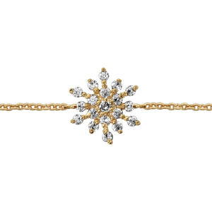 BRACELET PLAQUÉ OR FLOCON DE NEIGE OXYDES BLANCS SERTIS 16+2CM