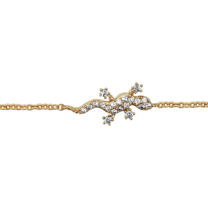 BRACELET PLAQUÉ OR SALAMANDRE OXYDES BLANCS SERTIS 16+2CM