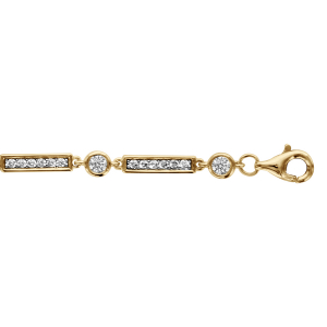 BRACELET PLAQUÉ OR RECTANGLE OXYDES BLANCS 16+2CM