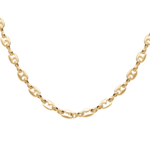 COLLIER  TRES FINE MAILLE GRAIN DE CAFE 3MM 42CM PLAQUÉ OR