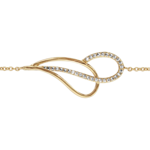 BRACELET PLAQUÉ OR GOUTTE EVIDEE CROISEE OXYDES BLANCS SERTIS 16+2CM