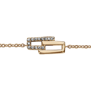 BRACELET PLAQUÉ OR 2 RECTANGLES OXYDES BLANCS 16+2CM