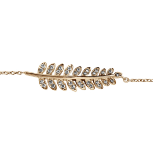 BRACELET PLAQUÉ OR PLUME OXYDES BLANCS SERTIS 16+2CM