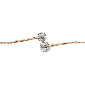 BRACELET PLAQUÉ OR 2 OXYDES BLANC 16+2CM
