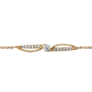 BRACELET PLAQUÉ OR OXYDE BLANCS SERTIS 16+2CM