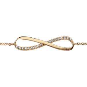 BRACELET PLAQUÉ OR FORME INFINI OXYDES BLANCS SERTIS 16+2CM