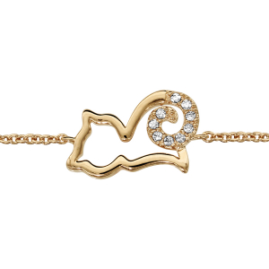 BRACELET PLAQUÉ OR CHAT STYLISE OXYDES BLANCS 16+2CM