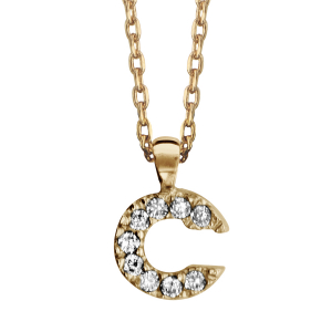 COLLIER PLAQUÉ OR + INITIALE C 45CM