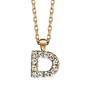 COLLIER PLAQUÉ OR + INITIALE D 45CM