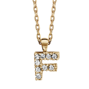 COLLIER PLAQUÉ OR + INITIALE F 45CM