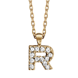 COLLIER PLAQUÉ OR + INITIALE R 45CM