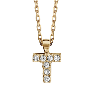 COLLIER PLAQUÉ OR + INITIALE T 45CM