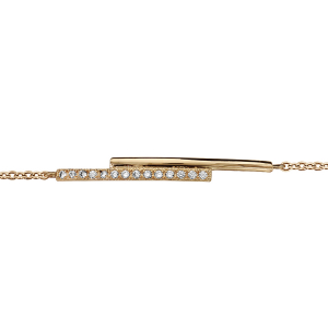 BRACELET PLAQUÉ OR BATONS OXYDES BLANCS SERTIS 16+2CM