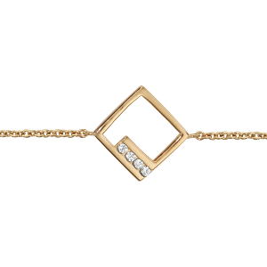 BRACELET PLAQUÉ OR FORME LOSANGE AJOURE OXYDES BLANCS SERTIS 16+2CM