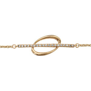 BRACELET PLAQUÉ OR FORME OVALE CROISEE OXYDES BLANCS SERTIS 16+2CM
