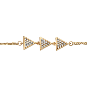 BRACELET PLAQUÉ OR 3 TRIANGLES PAVES OXYDES BLANCS SERTIS 16+2CM