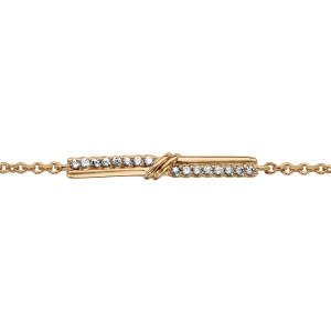 BRACELET PLAQUÉ OR BARETTES OXYDES BLANCS SERTIS AVEC NOEUD