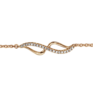 BRACELET PLAQUÉ OR VOLUTE OXYDES BLANCS SERTIS 16+2CM