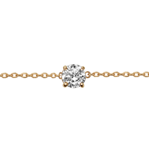 BRACELET SOLITAIRE PLAQUÉ OR OXYDE BLANC 4MM SERTI 4 GRIFFES 18CM REGLABLE 16CM
