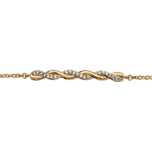BRACELET PLAQUÉ OR TRESSE OXYDES BLANCS SERTIS 16+2CM